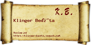 Klinger Beáta névjegykártya