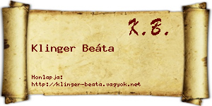 Klinger Beáta névjegykártya