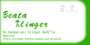 beata klinger business card